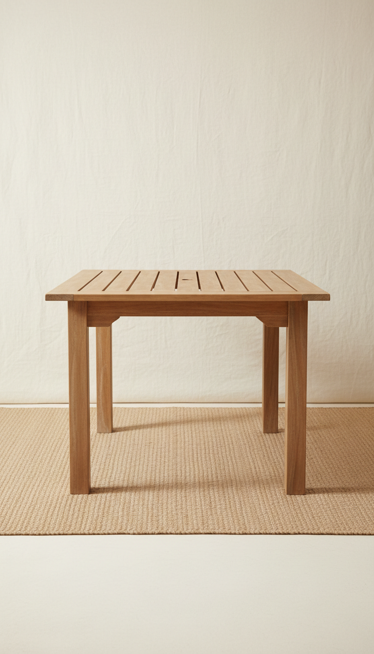 Teak bahçe yemek masası geniş yüzeyli